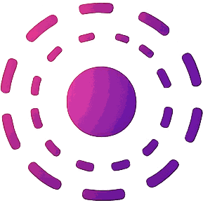 The VIO burst on its own: a dashed ring of concentric arcs around a solid disc, in a magenta to violet gradient.